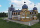 Eingerüstetes Schloss Seehof